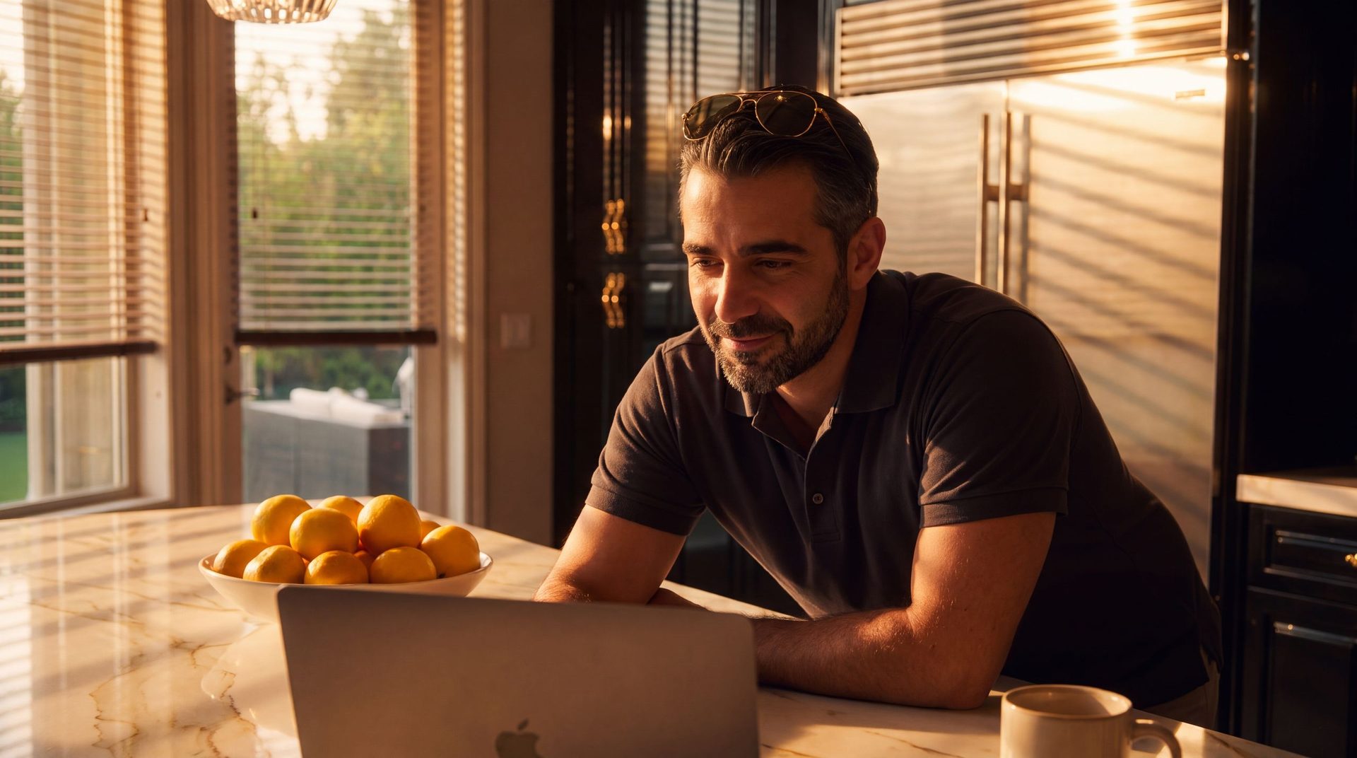 The integrator at his laptop, smiling, the proposal signed